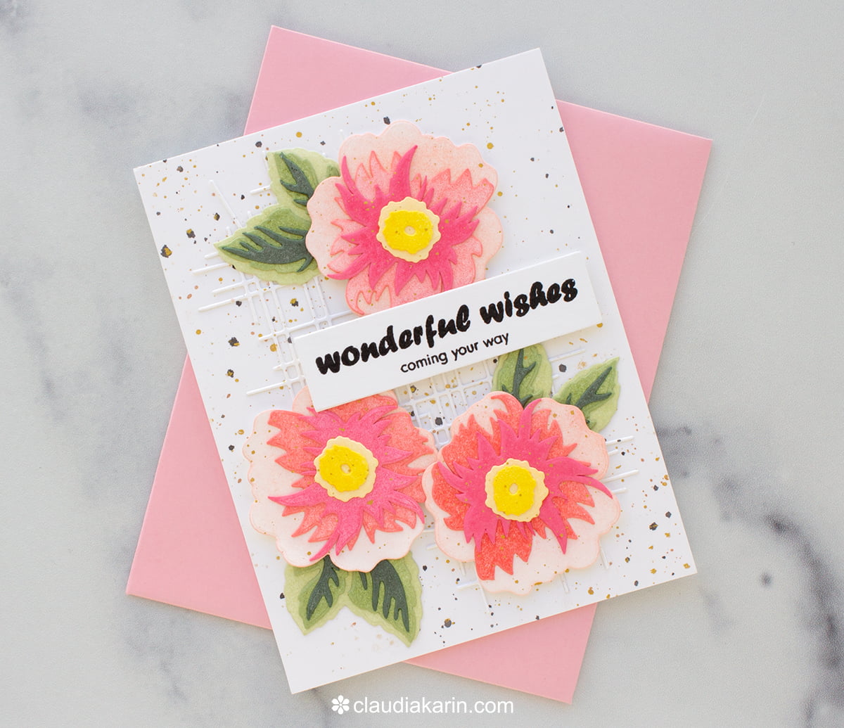 How To Add Variety - Ink Blended Flowers Card - Claudia Karin